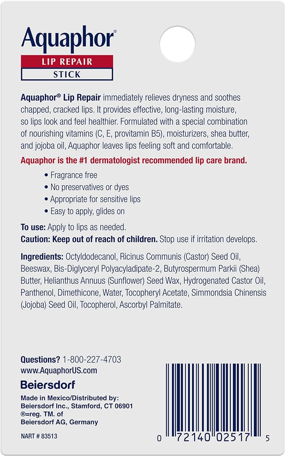 Aquaphor Lip Repair Stick, Lip Protectant, Moisturizing Lip Balm Multipack, 2 Count (Pack of 1)