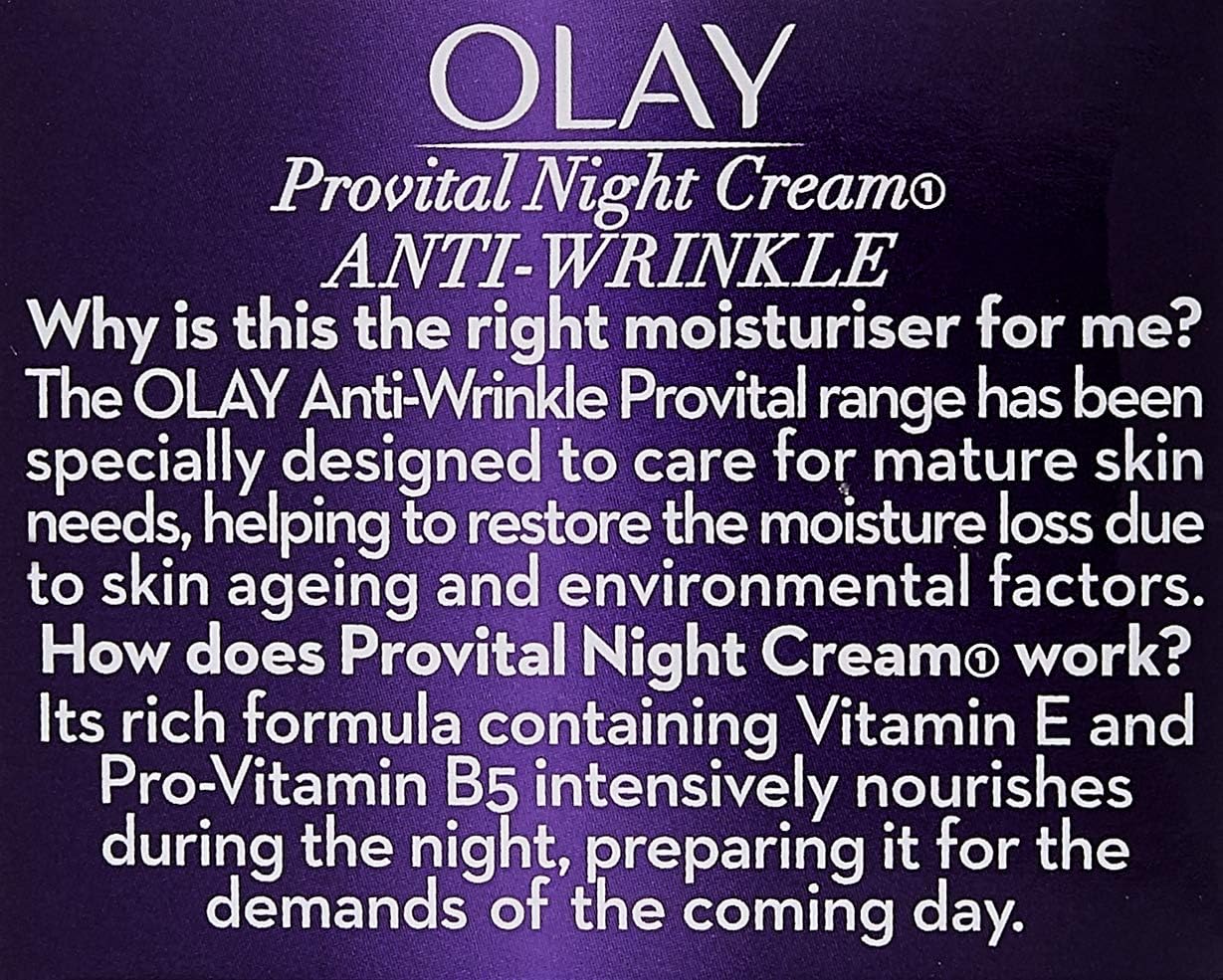 Olay Anti-Wrinkle Provital Night Cream for Mature Skin, 50ml