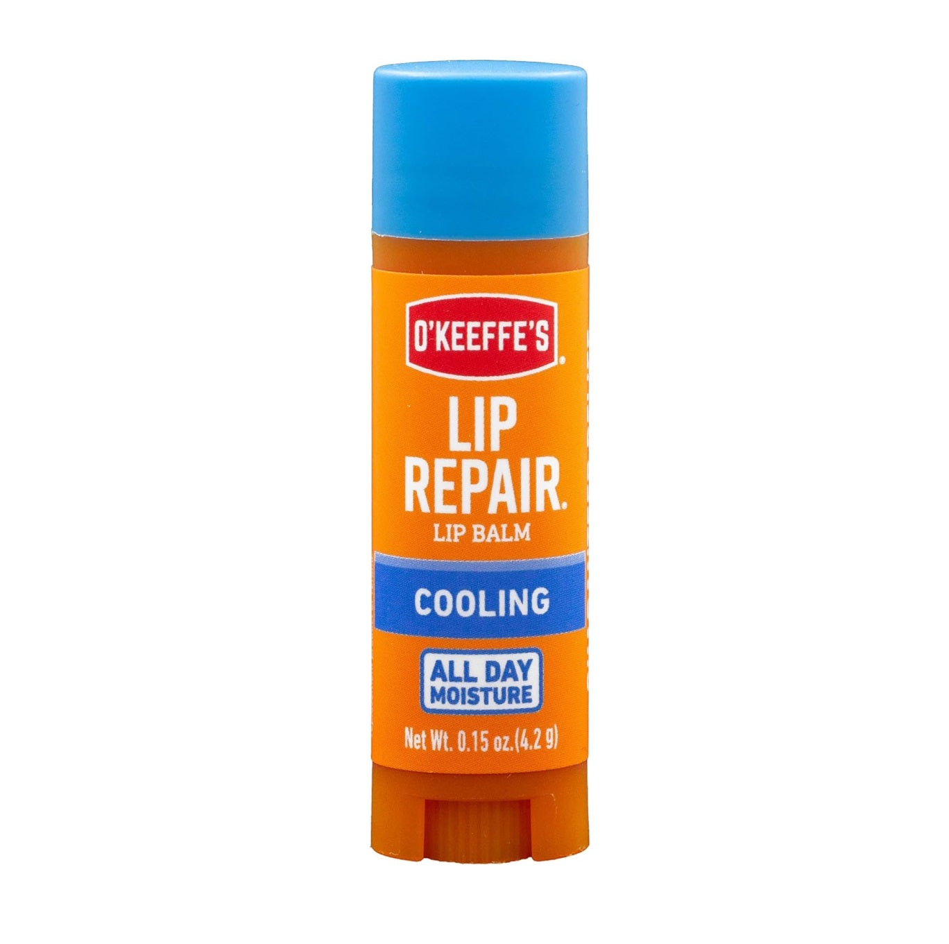 O'Keeffe's Cooling Relief Lip Repair Lip Balm for Dry Cracked Lips, Instant Cooling Relief, Seven Moisturizing Ingredients, 4.2g/0.15oz Stick, (Pack of 1)