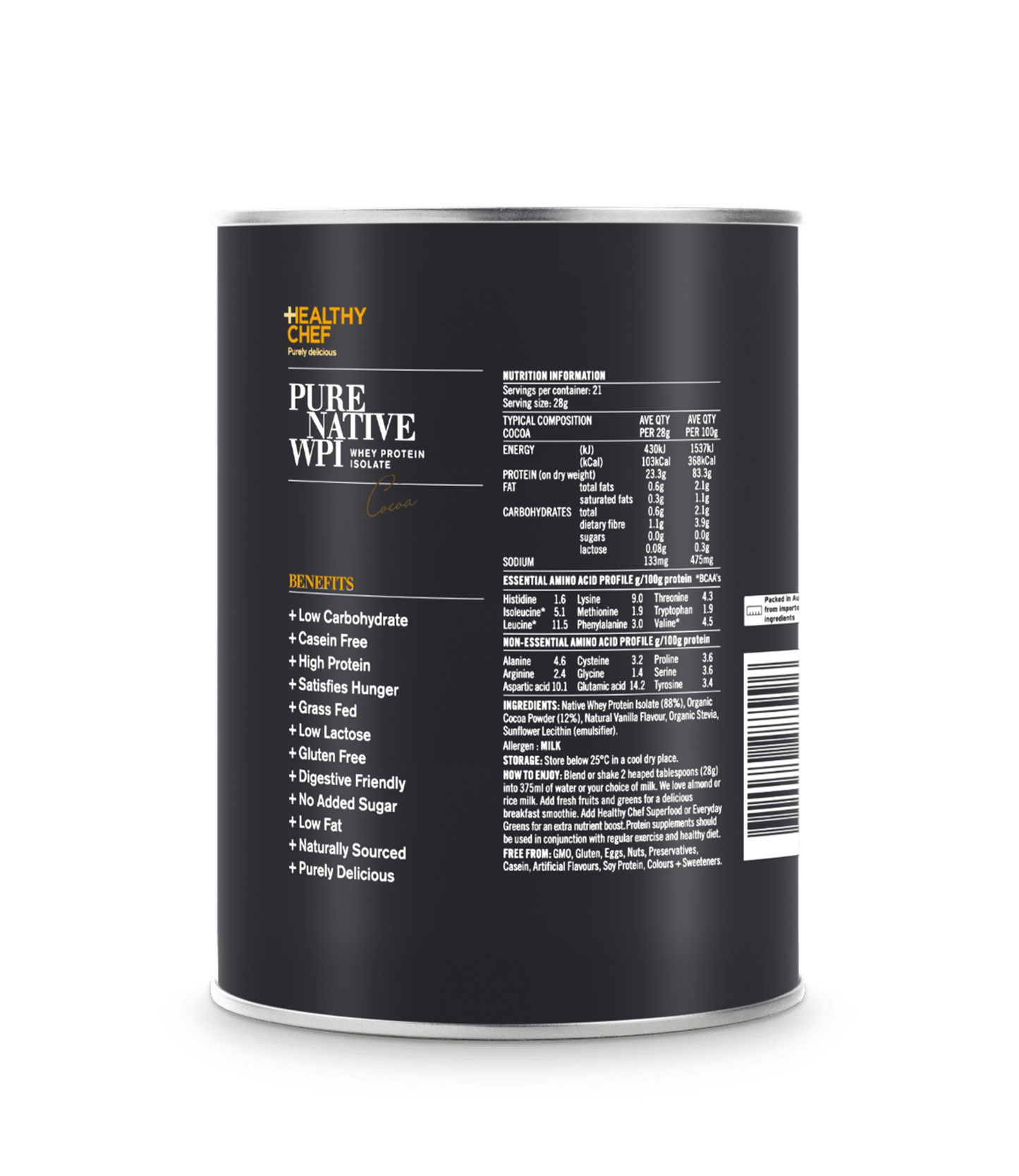 Pure Native WPI Cocoa Protein The Healthy Chef