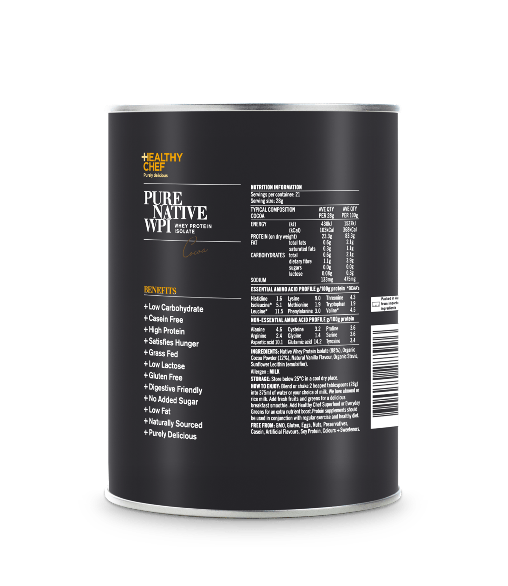 Pure Native WPI Cocoa Protein The Healthy Chef