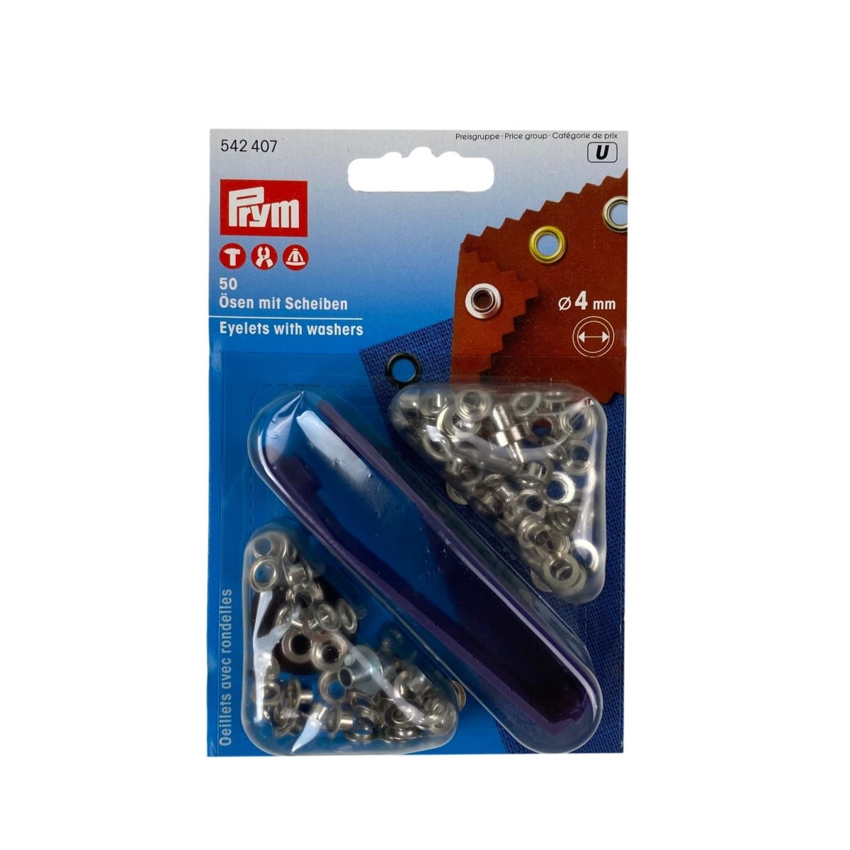 Prym - Eyelets with Washers - Silver Brass - 5 sizes - Sewing Gem