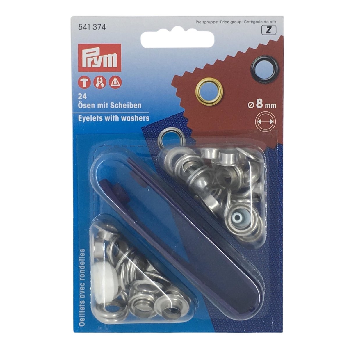 Prym - Eyelets with Washers - Silver Brass - 5 sizes - Sewing Gem