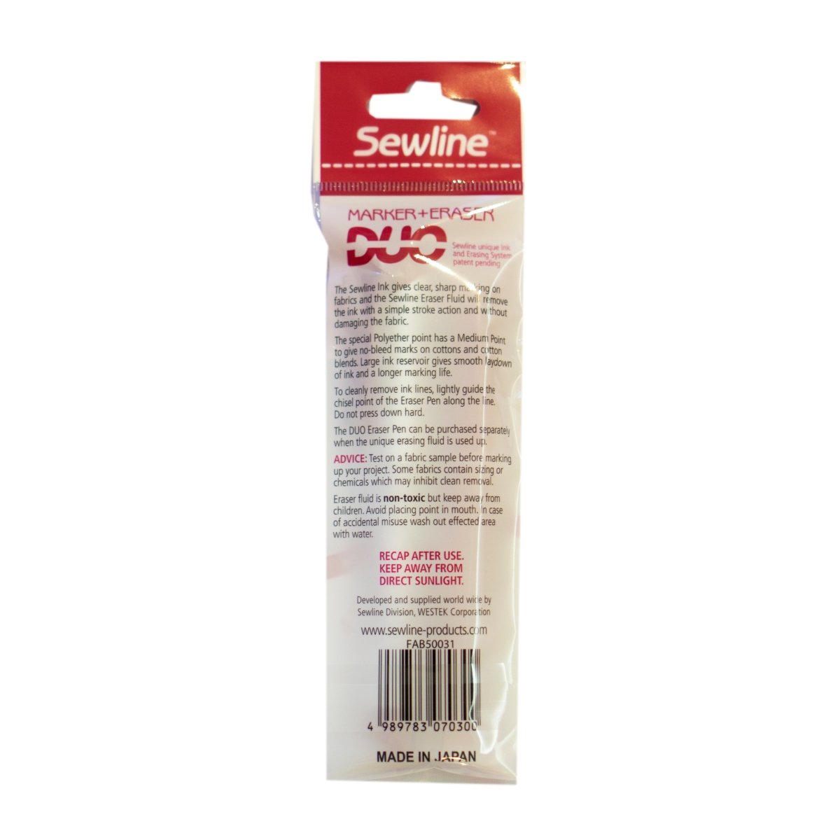 Sewline - DUO Marker & Eraser - various sizes