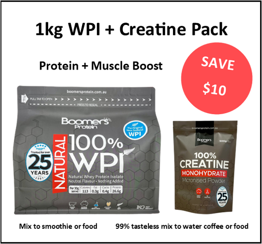 Boomers Whey Protein Isolate 1kg Creatine Monohydrate 500g