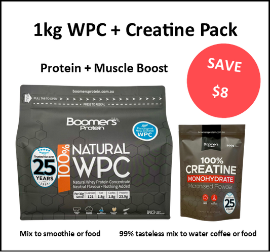 Boomers Whey Protein Concentrate 1kg + Creatine Monohydrate 500g