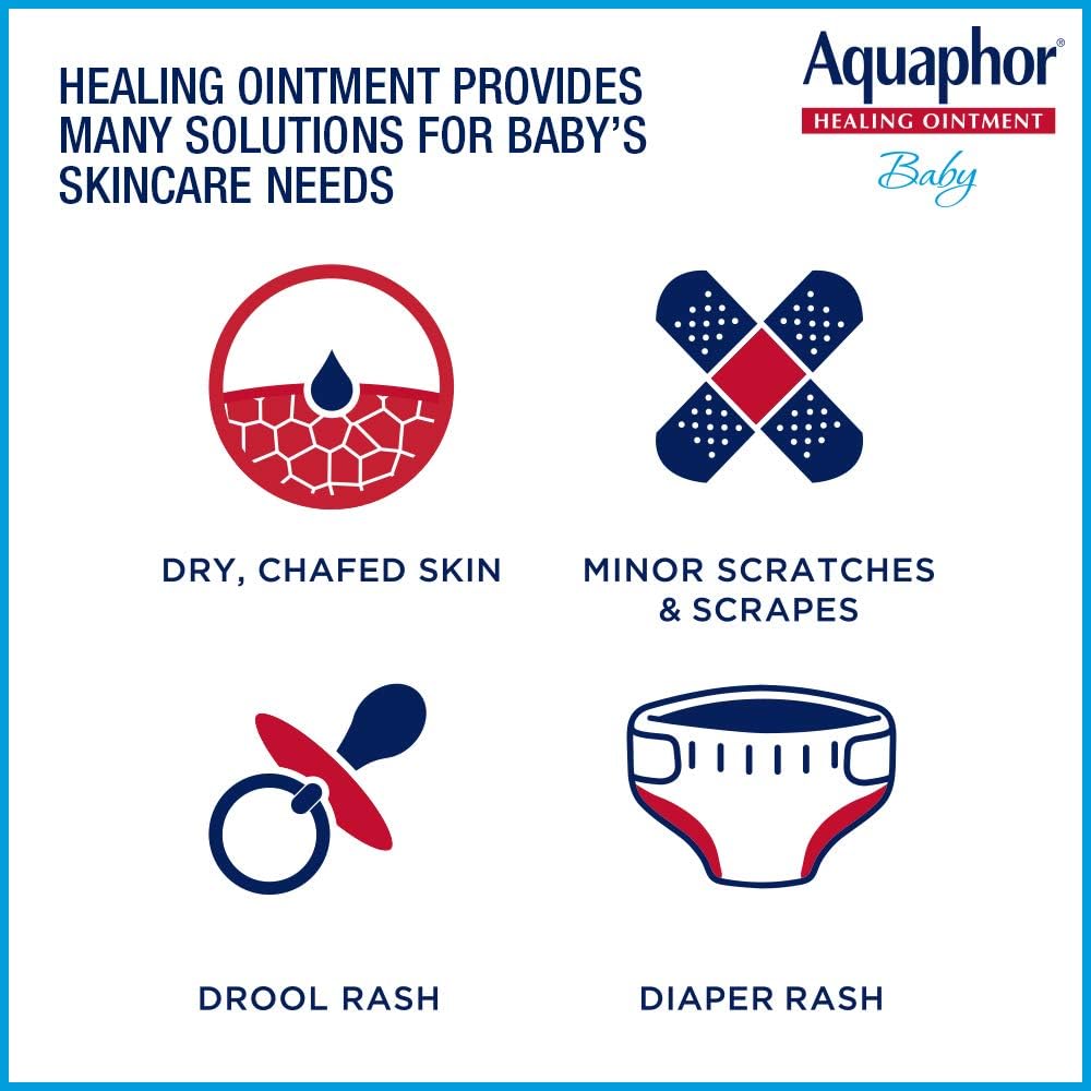 Aquaphor Baby Healing Ointment To-Go Pack - Advanced Therapy for Chapped Cheeks and Nappy Rash - Two .35 oz Tubes