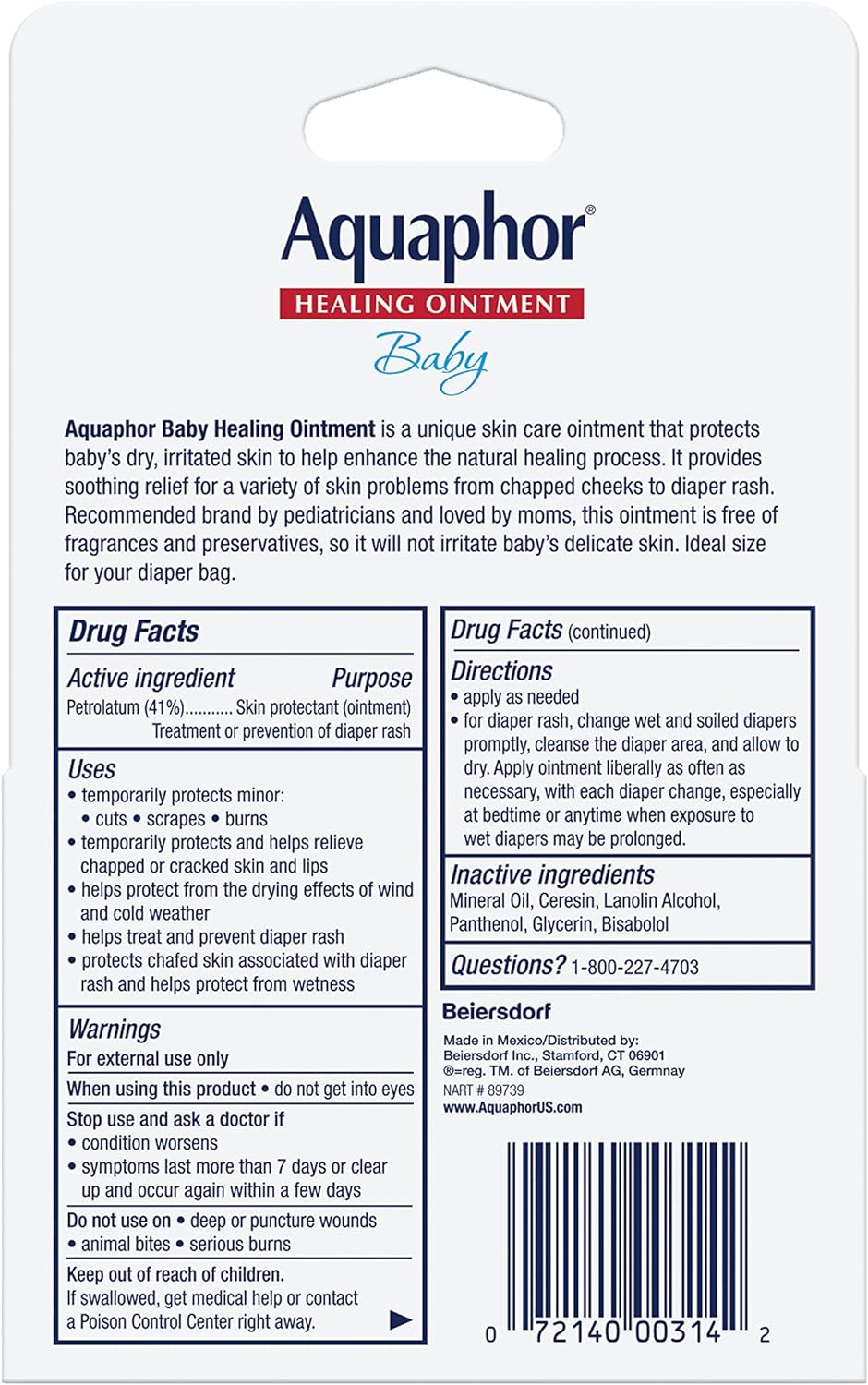 Aquaphor Baby Healing Ointment To-Go Pack - Advanced Therapy for Chapped Cheeks and Nappy Rash - Two .35 oz Tubes