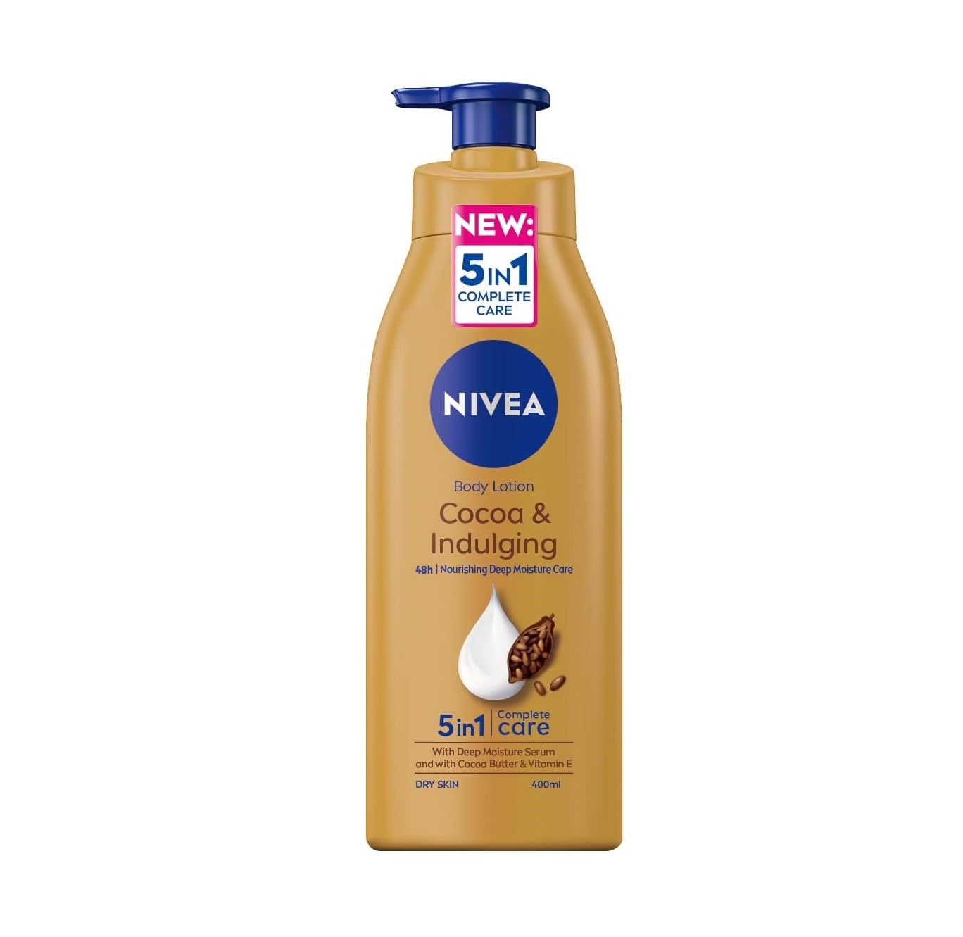 NIVEA Cocoa & Indulging 48 Hour Intense Body Lotion & Moisturiser with Intensive Moisture Serum, Cocoa Butter & Vitamin E for Dry Skin, 400ml, Body Moisturizer