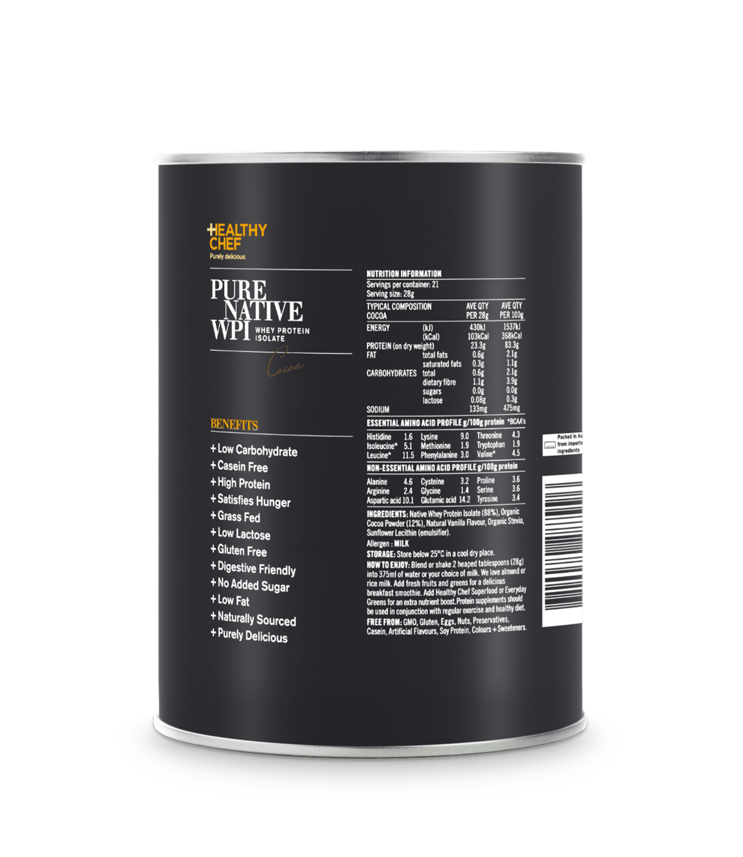 Pure Native WPI Cocoa Protein The Healthy Chef 