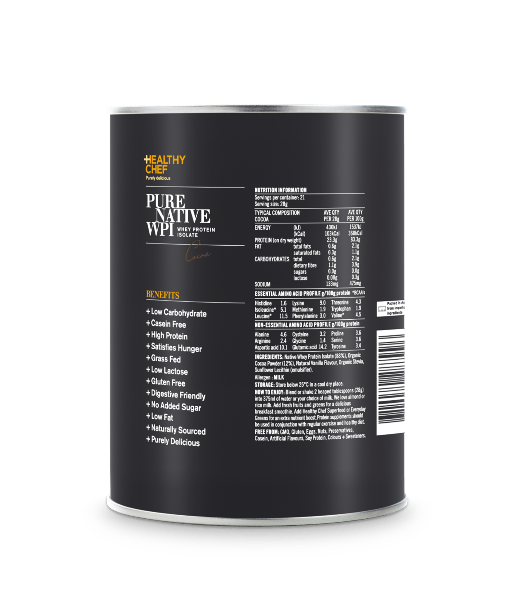 Pure Native WPI Cocoa Protein The Healthy Chef 