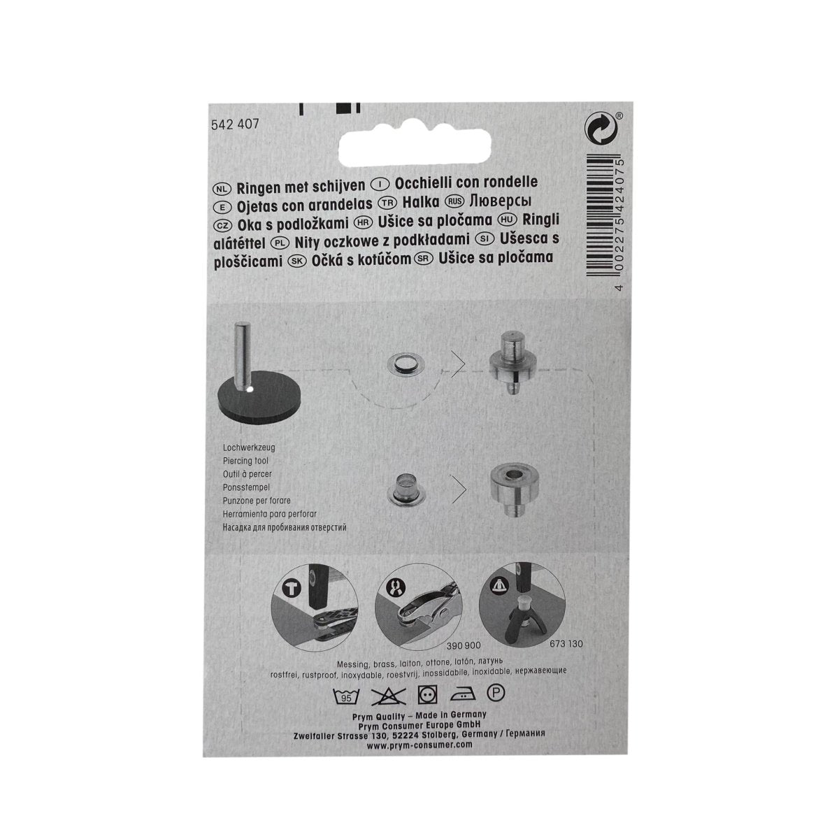 Prym - Eyelets with Washers - Silver Brass - 5 sizes - Sewing Gem