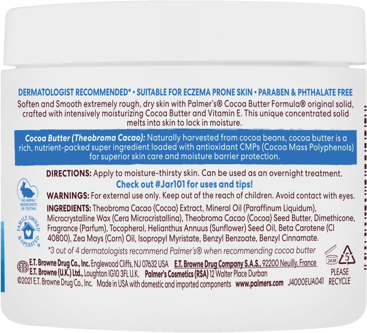 PALMER'S Cocoa Butter Formula Solid Formula Moisturiser, 100g
